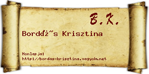 Bordás Krisztina névjegykártya